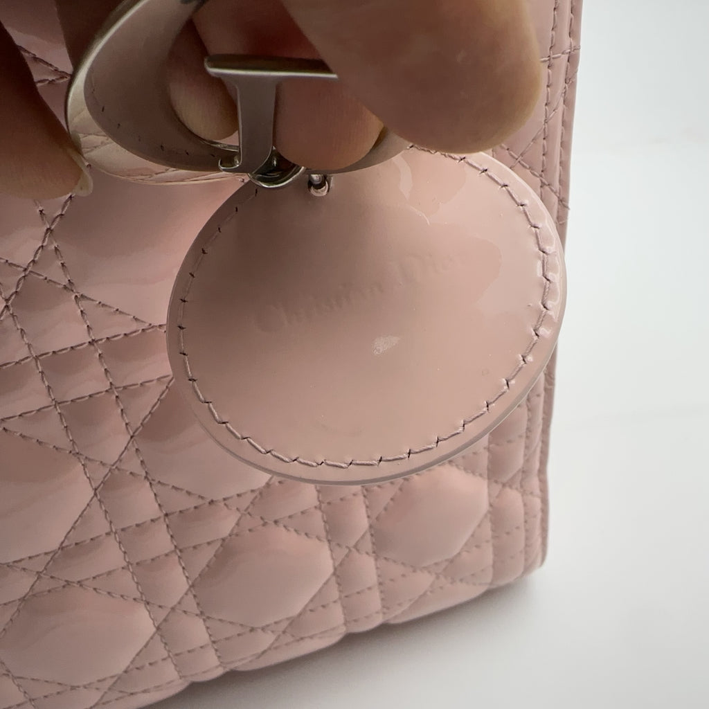 Dior Sakura Pink Patent Leather Medium Lady Dior Bag.