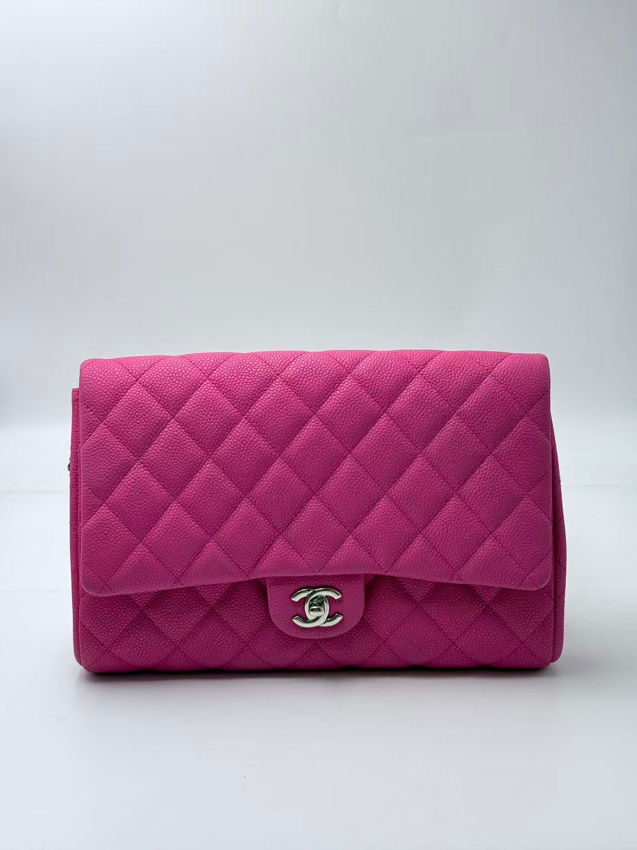 Chanel Pink Caviar Leather CF Shoulder Bag.
