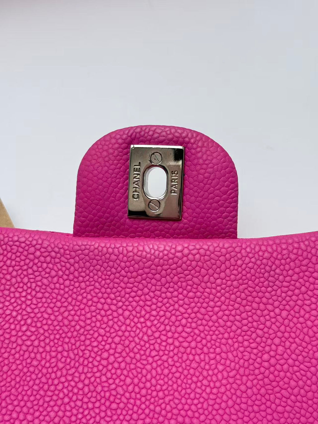 Chanel Pink Caviar Leather CF Shoulder Bag.