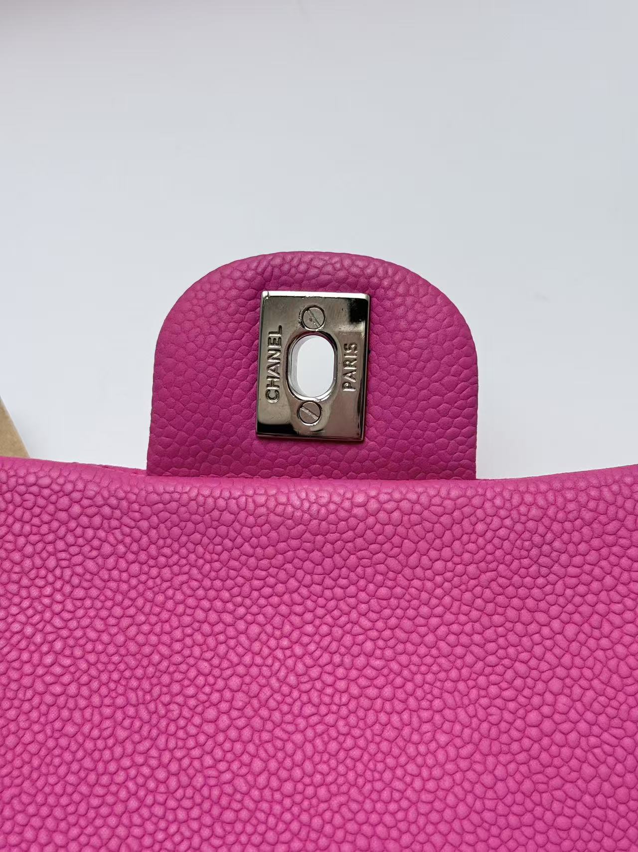 Chanel Pink Caviar Leather CF Shoulder Bag.