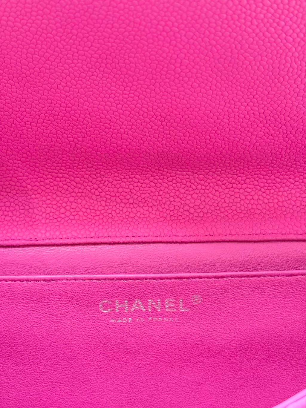 Chanel Pink Caviar Leather CF Shoulder Bag.