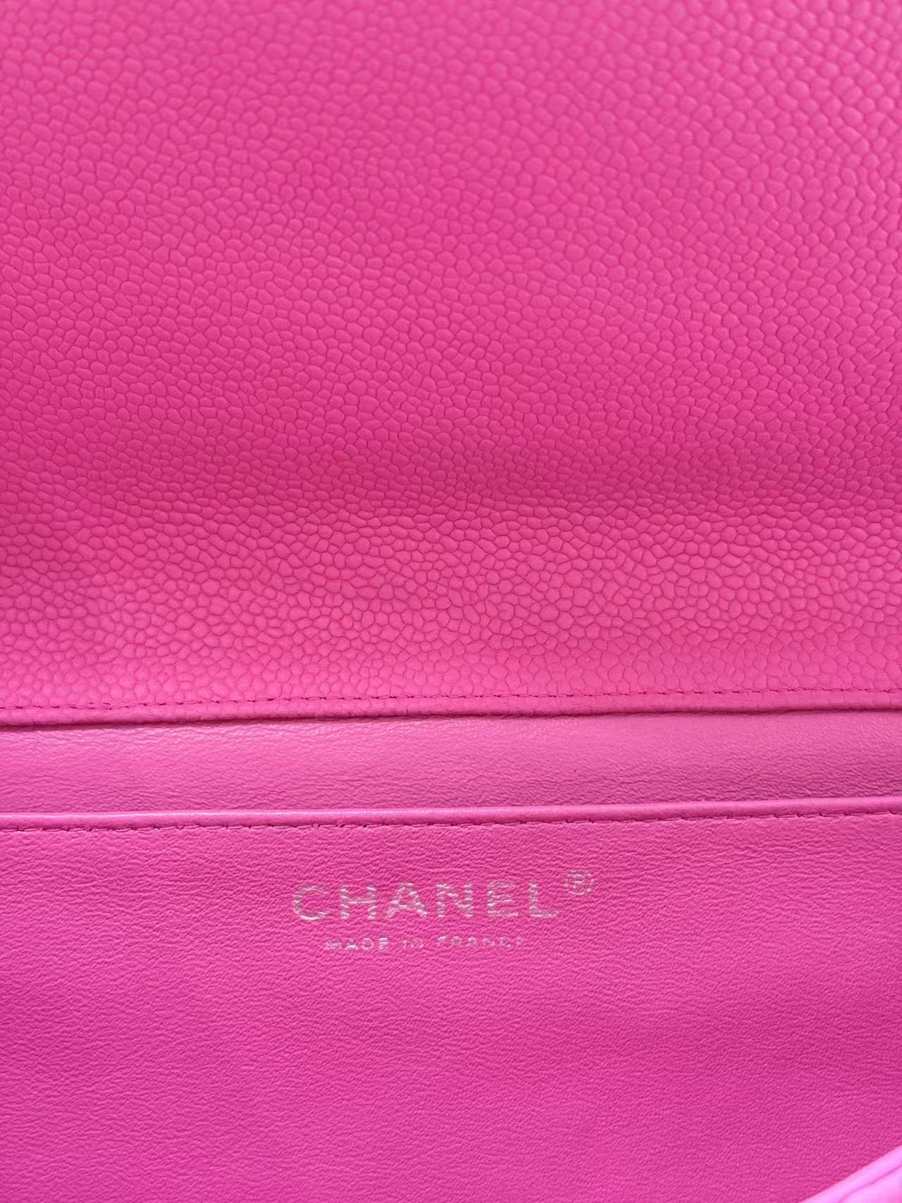 Chanel Pink Caviar Leather CF Shoulder Bag.