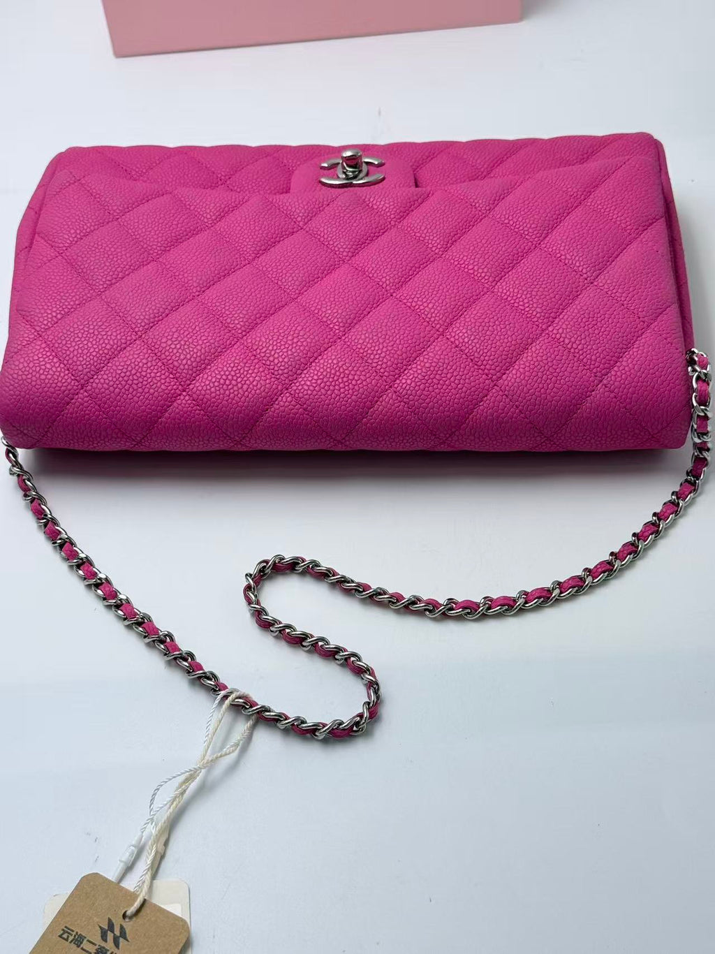 Chanel Pink Caviar Leather CF Shoulder Bag.