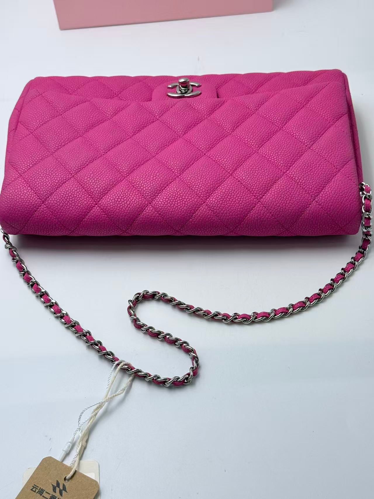Chanel Pink Caviar Leather CF Shoulder Bag.