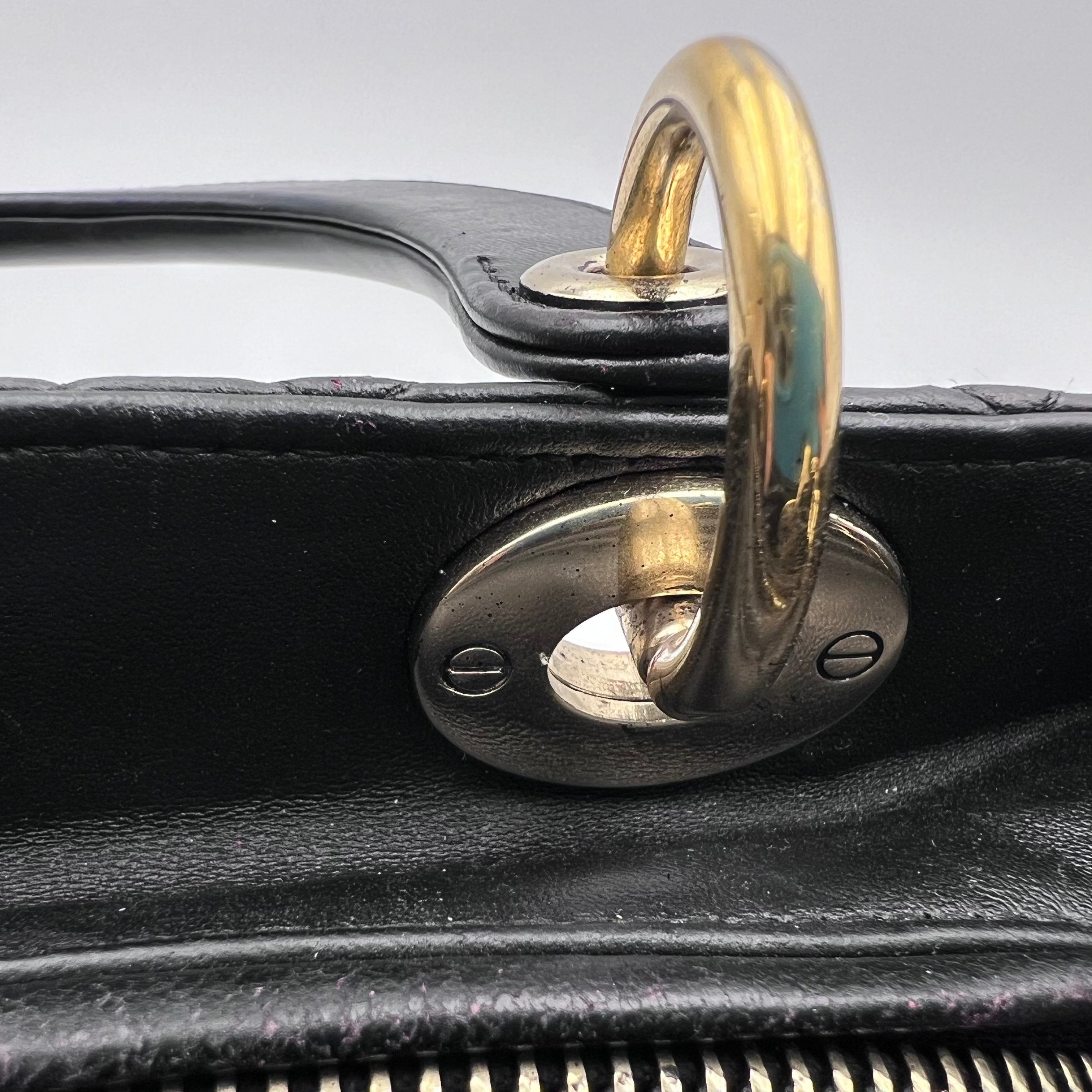 Dior Black & Gold Lamb Skin Medium Lady Dior Bag.
