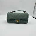 Chanel Green Caviar Shoulder Handbag with Slant Closure