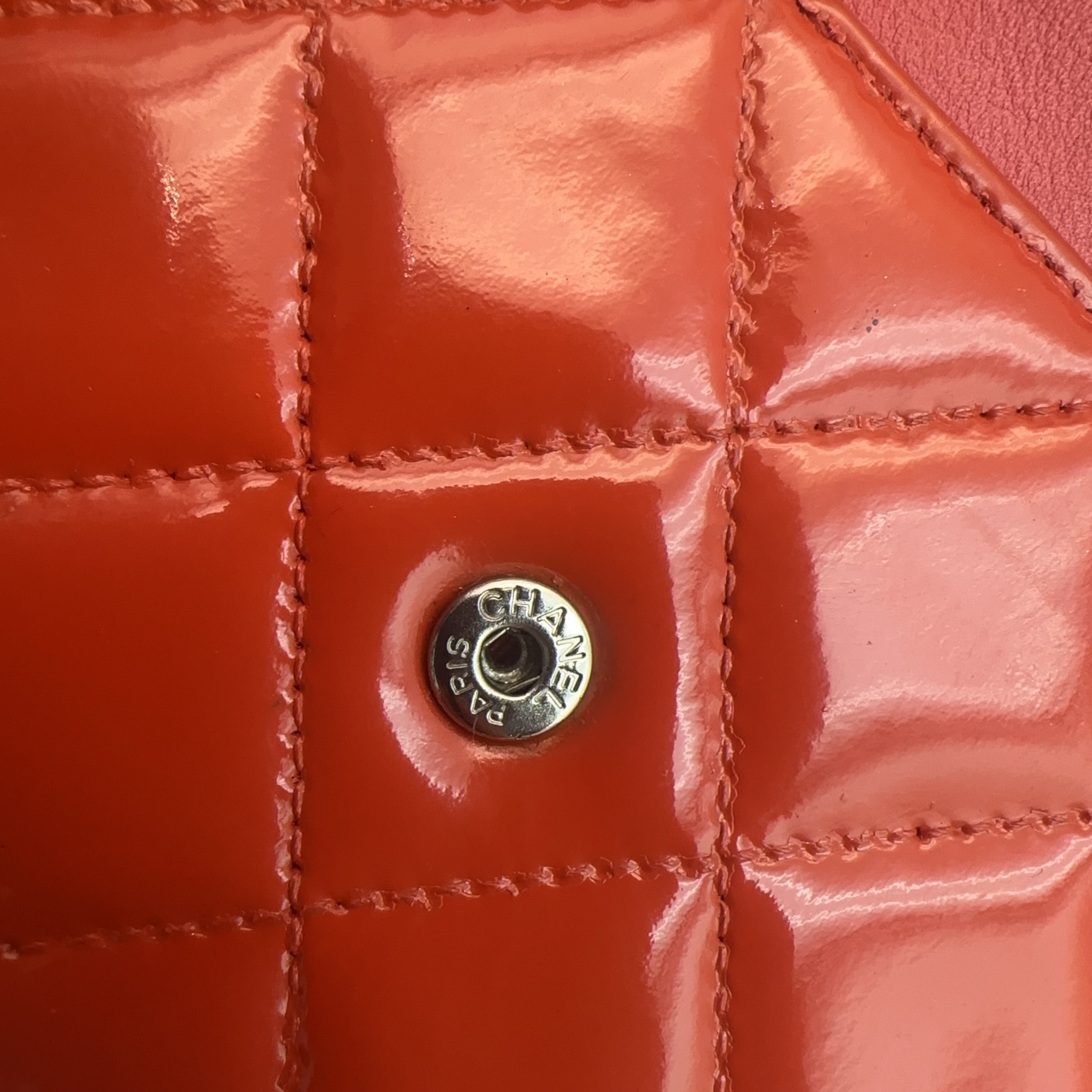 Chanel Orange Patent Leather WOC Chain Bag.