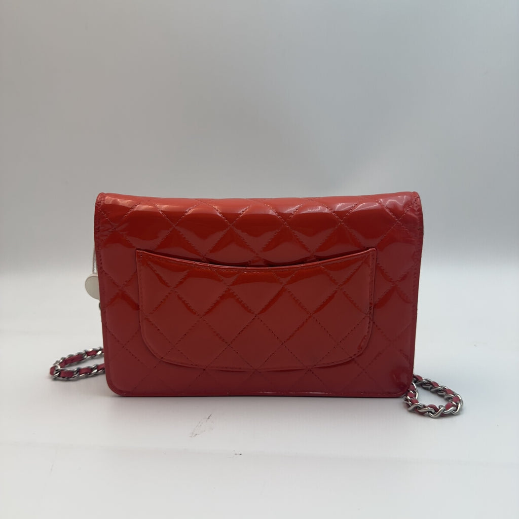 Chanel Orange Patent Leather WOC Chain Bag.
