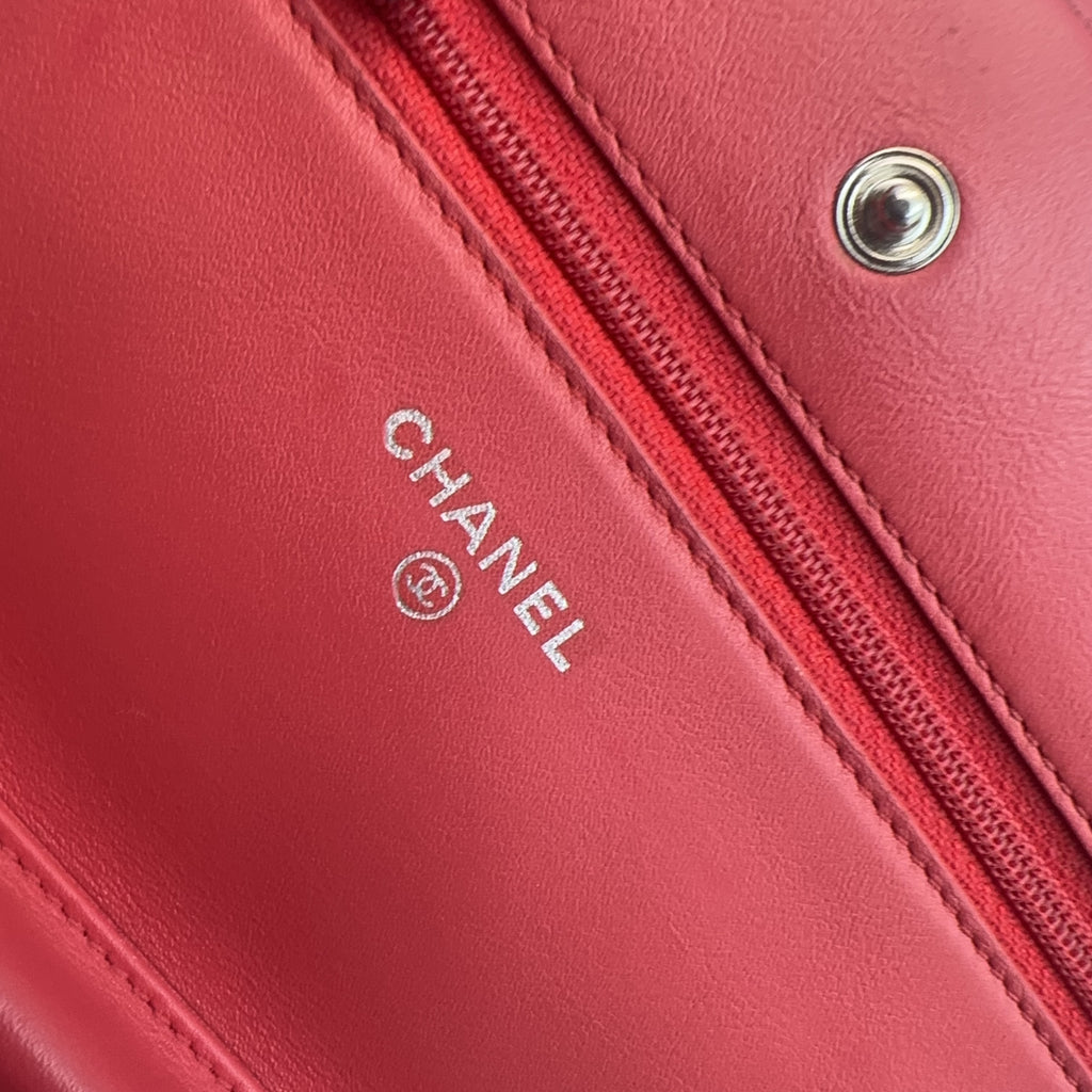 Chanel Orange Patent Leather WOC Chain Bag.