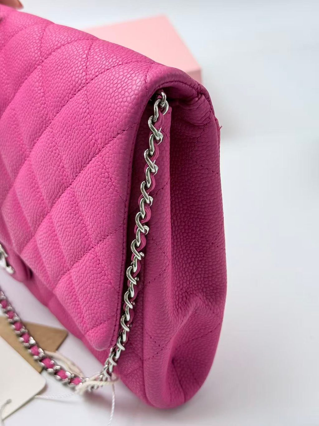 Chanel Pink Caviar Leather CF Shoulder Bag.