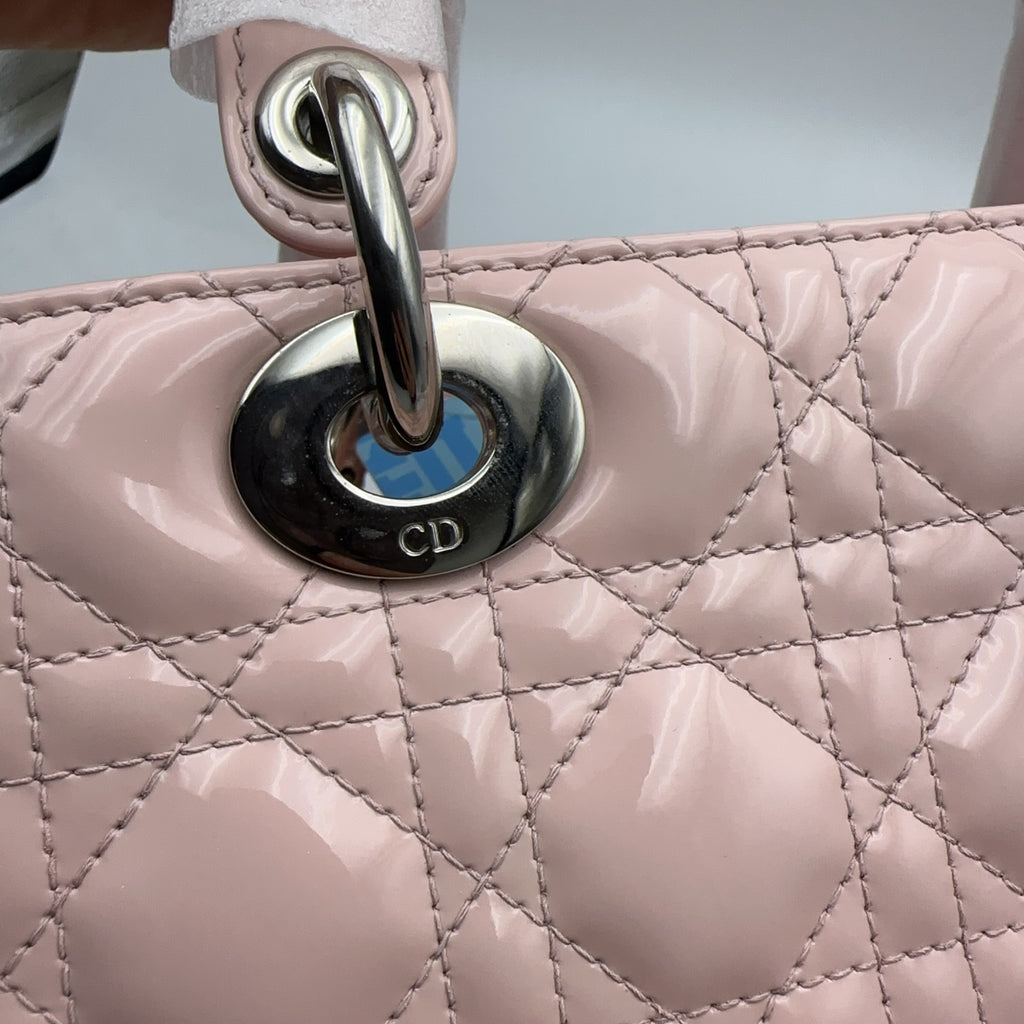 Dior Sakura Pink Patent Leather Medium Lady Dior Bag.