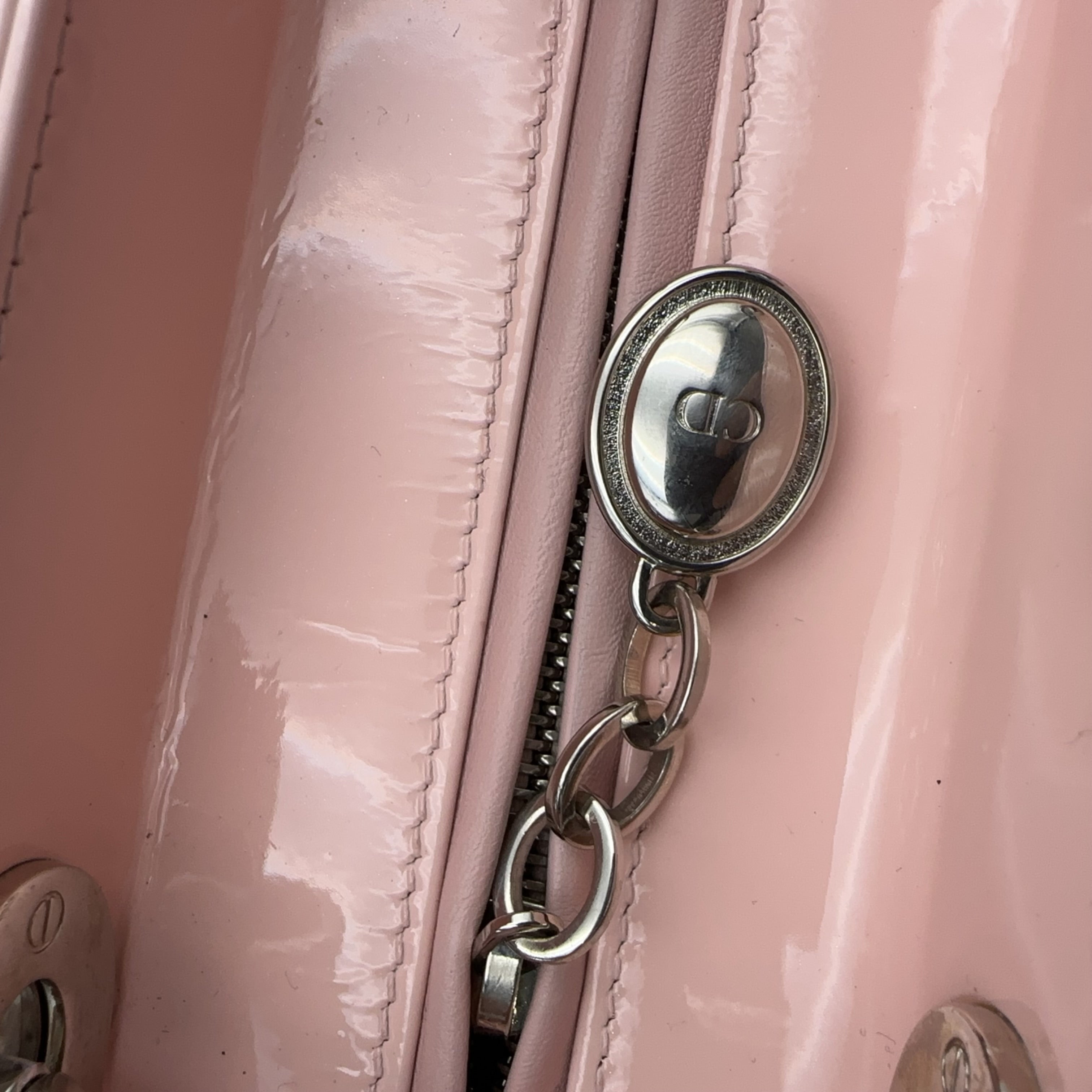 Dior Sakura Pink Patent Leather Medium Lady Dior Bag.