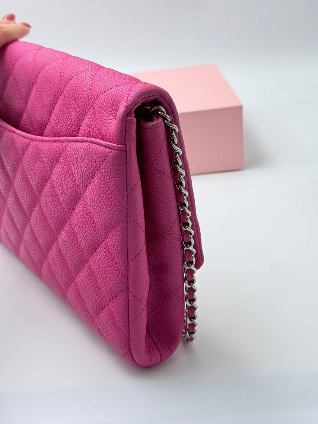 Chanel Pink Caviar Leather CF Shoulder Bag.