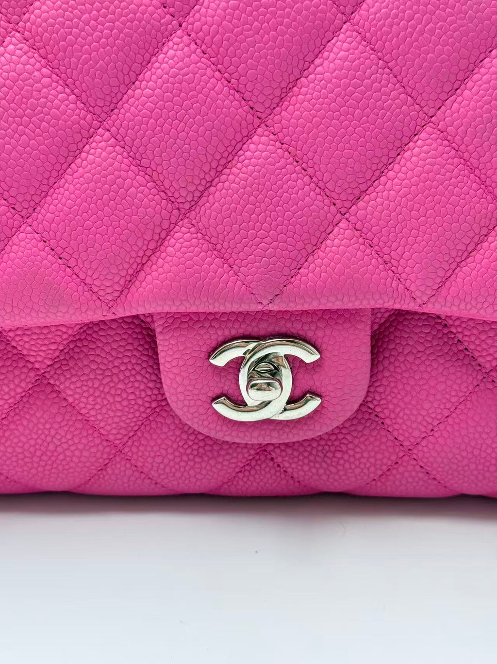 Chanel Pink Caviar Leather CF Shoulder Bag.