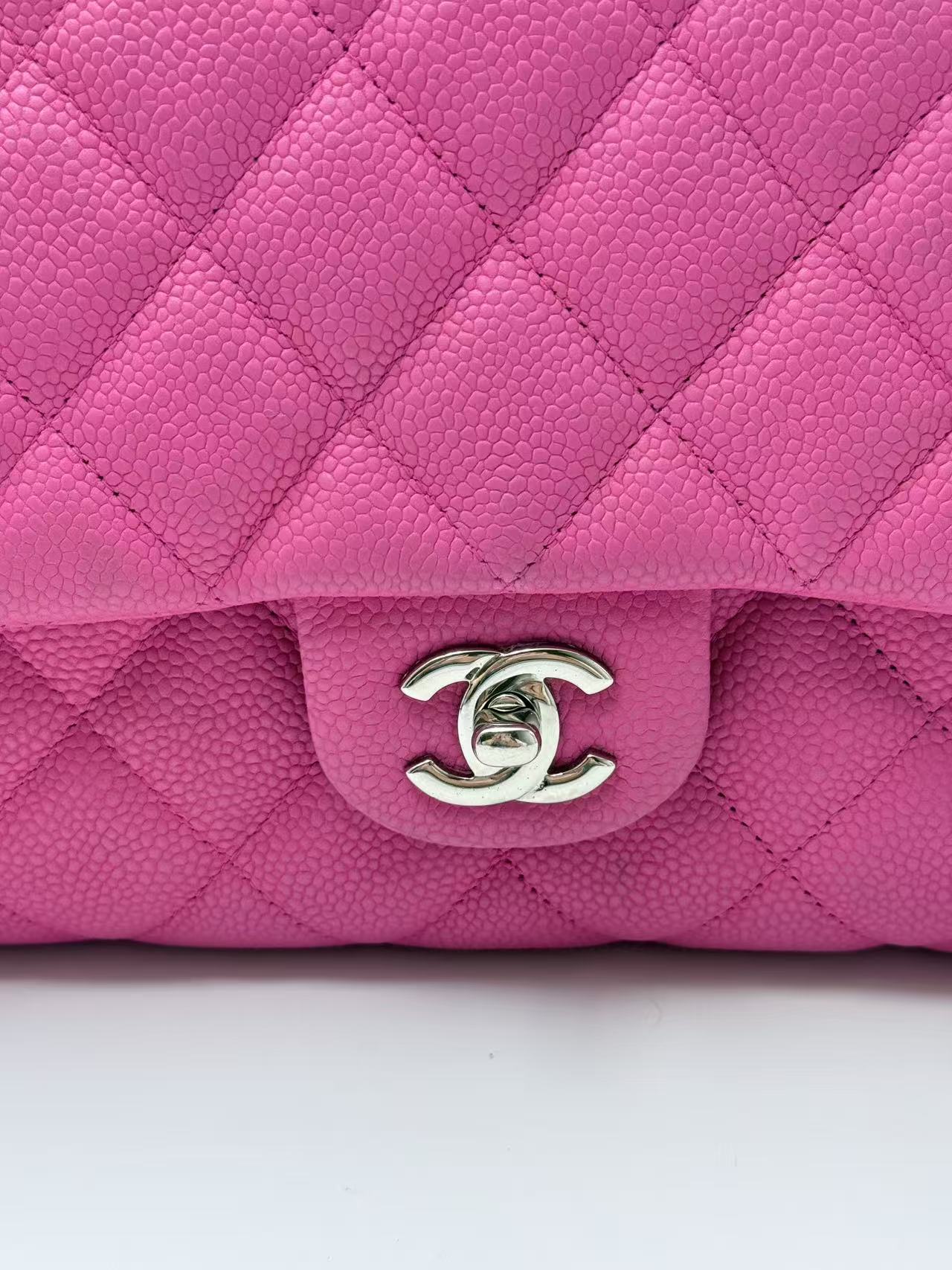 Chanel Pink Caviar Leather CF Shoulder Bag.