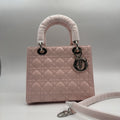 Dior Sakura Pink Patent Leather Medium Lady Dior Bag.