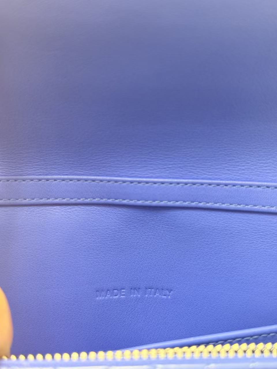 Dior blue patent leather WOC chain bag.