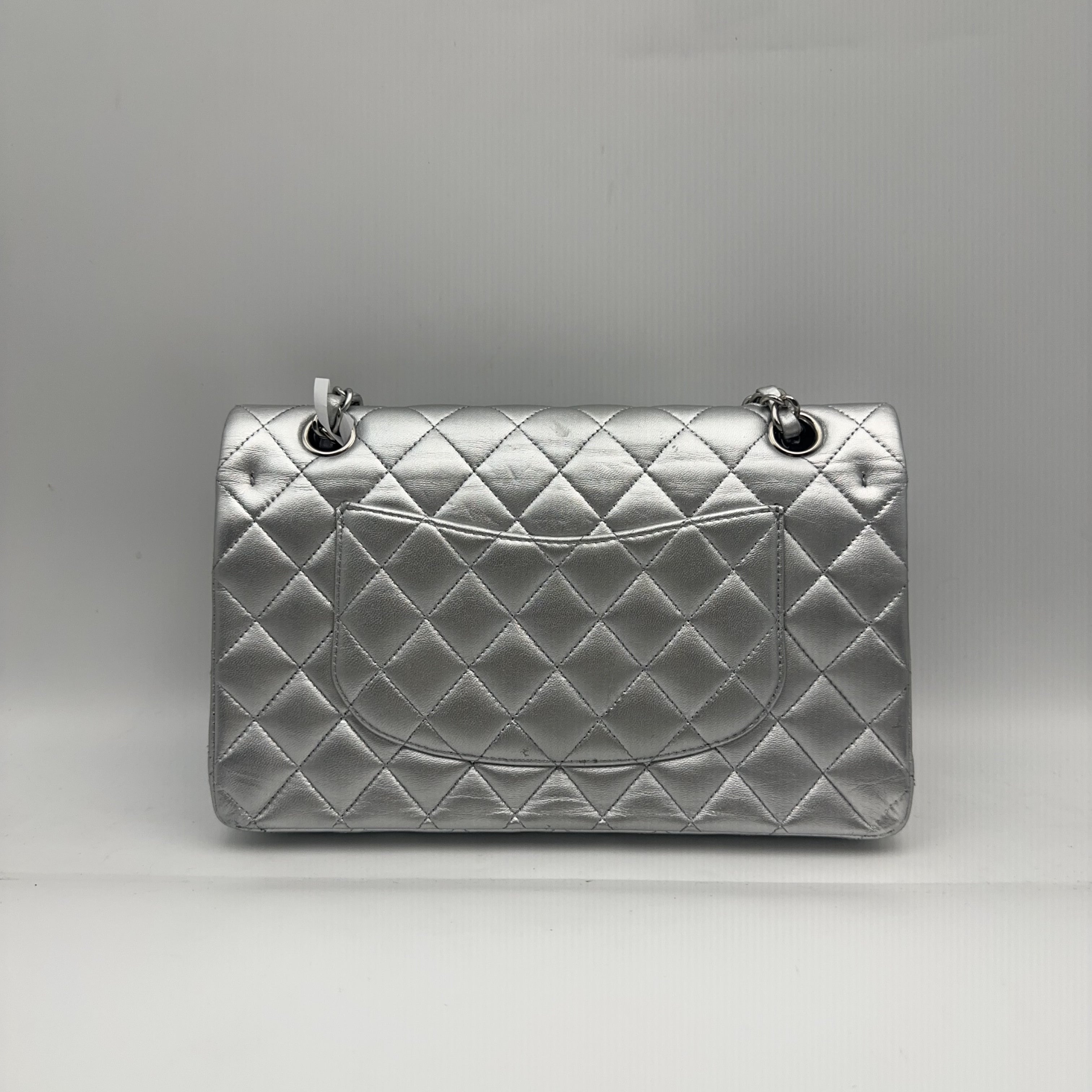 Chanel Silver Medium Double-Hinged CF Chain Bag