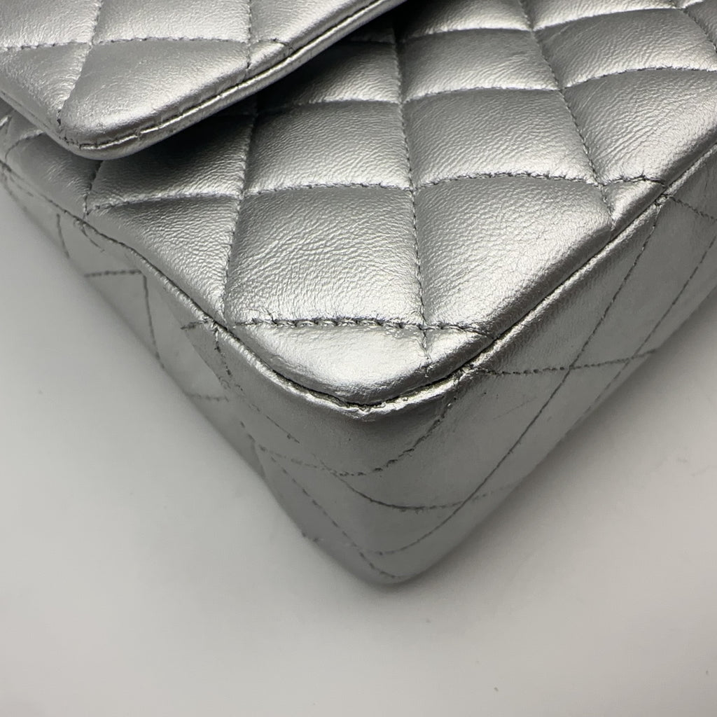 Chanel Silver Medium Double-Hinged CF Chain Bag