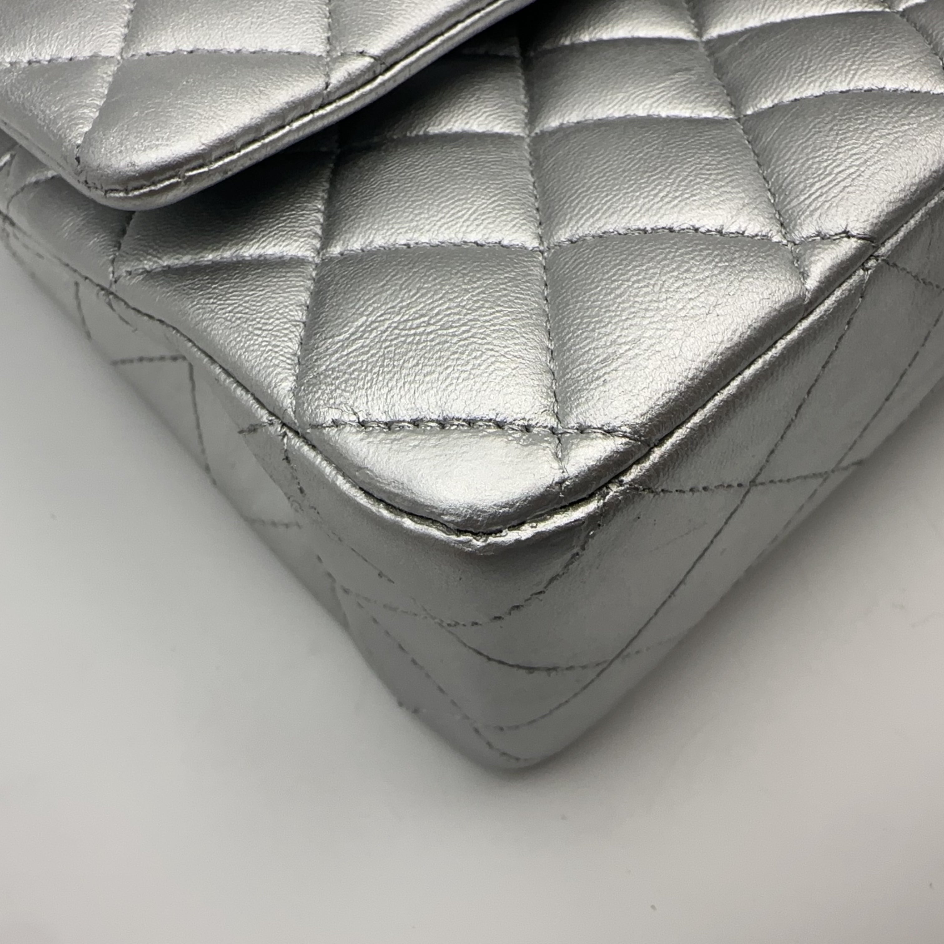 Chanel Silver Medium Double-Hinged CF Chain Bag