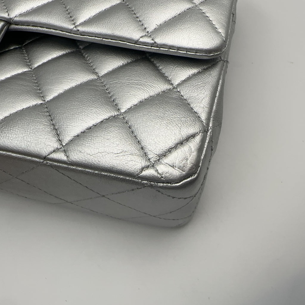 Chanel Silver Medium Double-Hinged CF Chain Bag