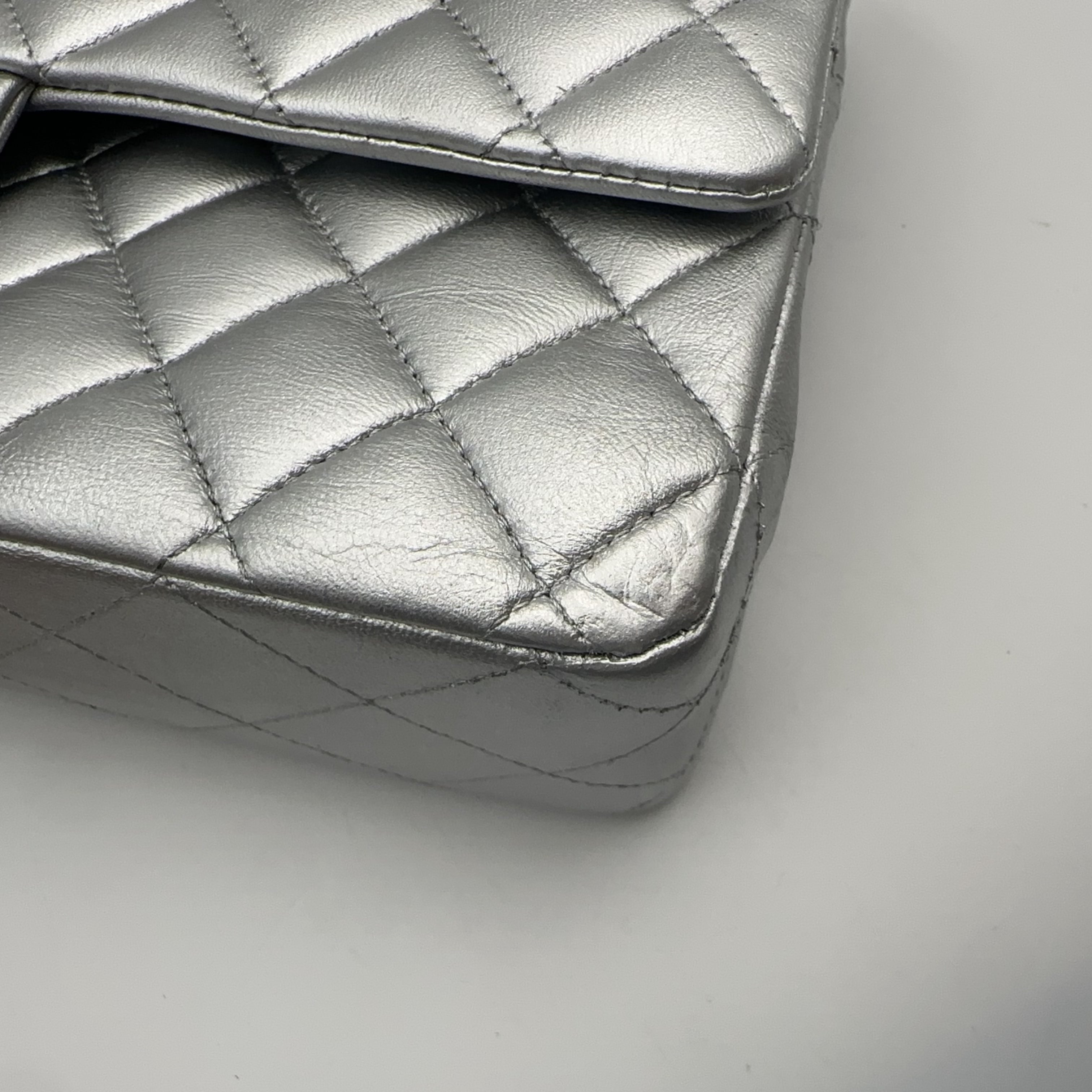 Chanel Silver Medium Double-Hinged CF Chain Bag