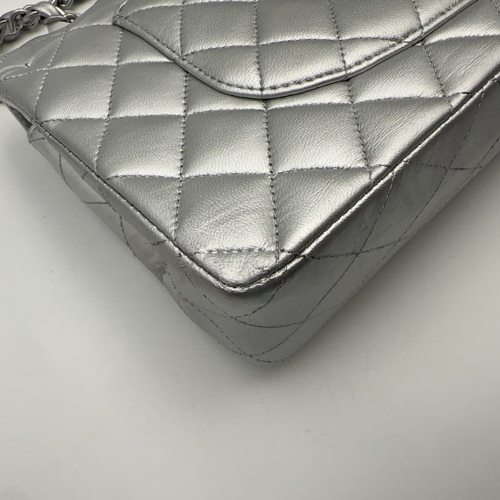 Chanel Silver Medium Double-Hinged CF Chain Bag
