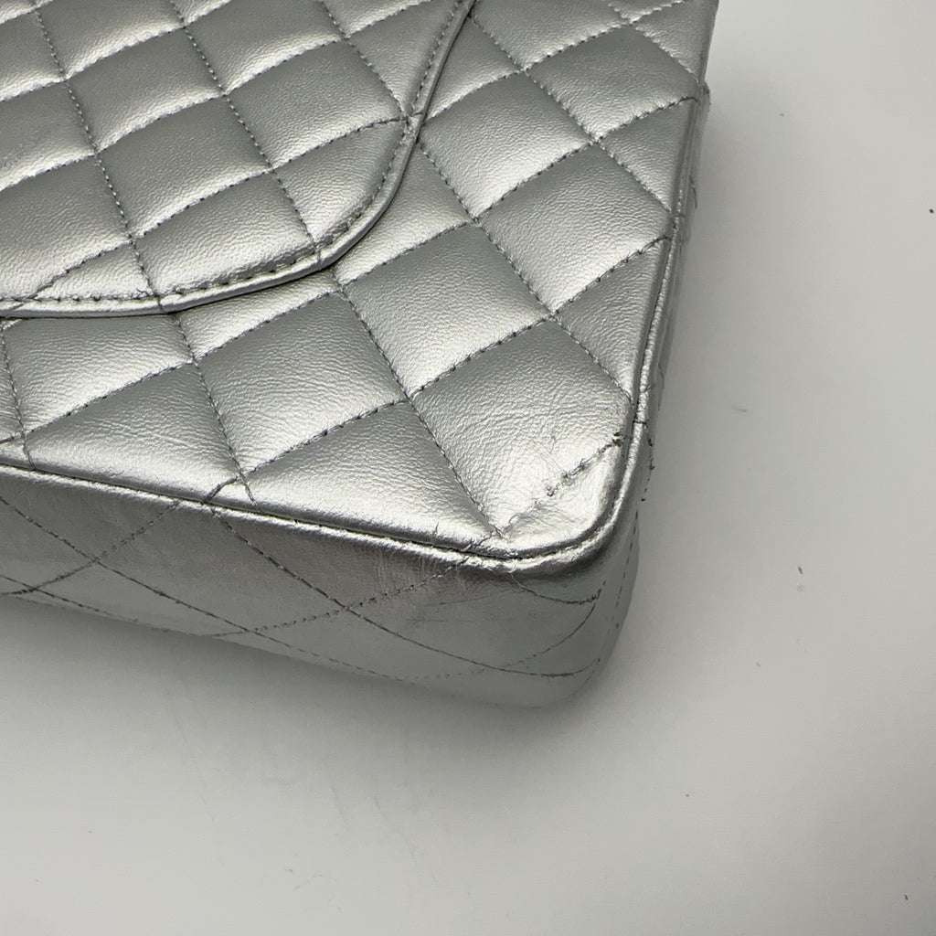 Chanel Silver Medium Double-Hinged CF Chain Bag