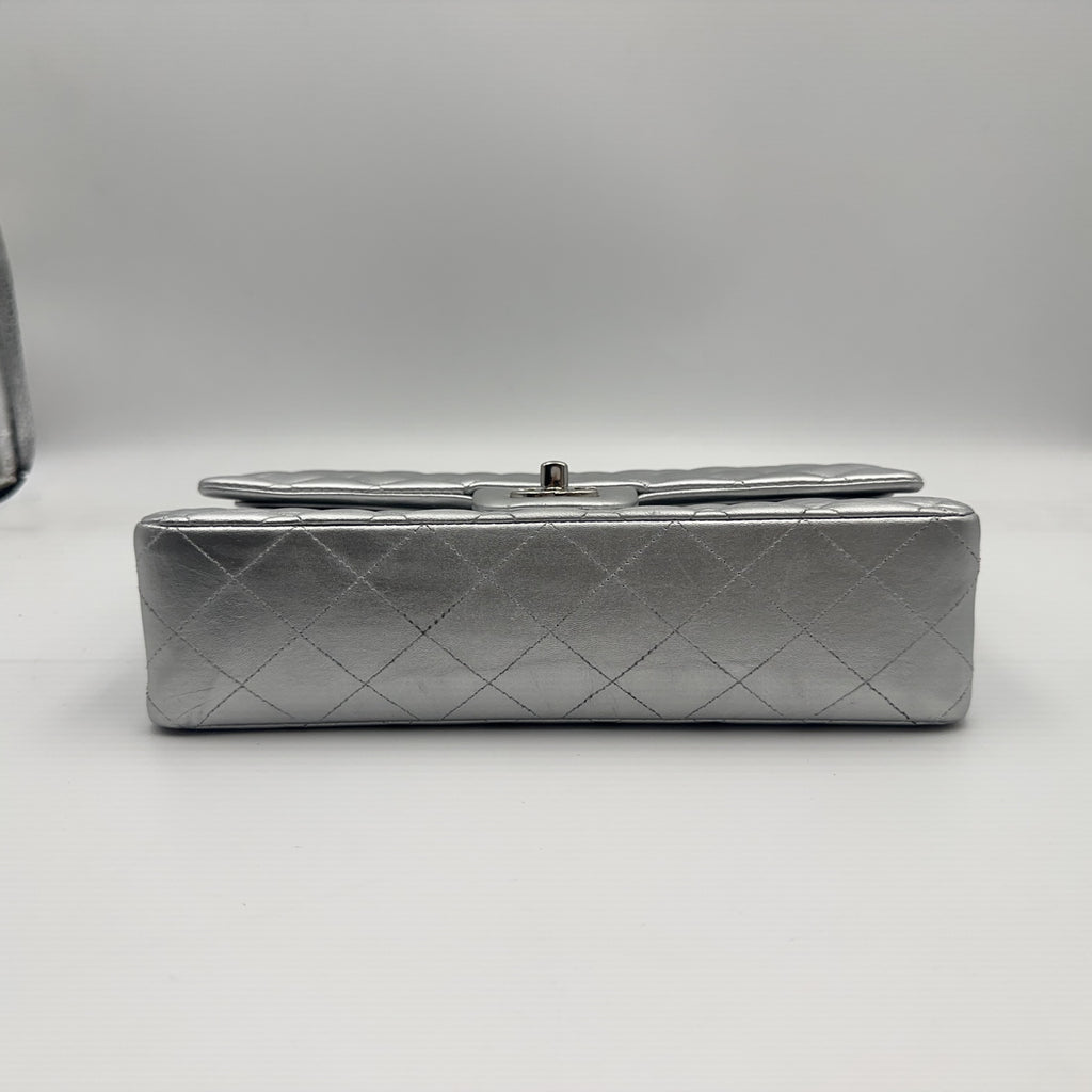 Chanel Silver Medium Double-Hinged CF Chain Bag