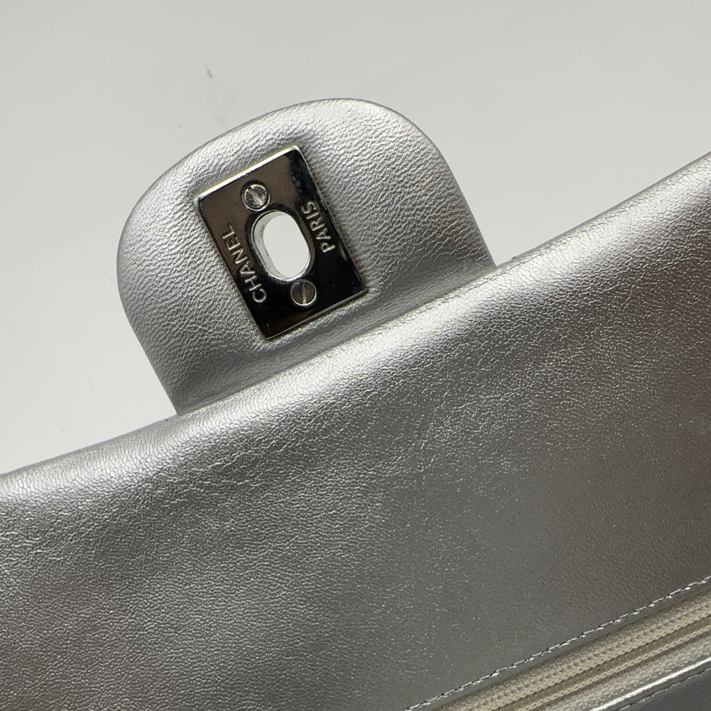 Chanel Silver Medium Double-Hinged CF Chain Bag