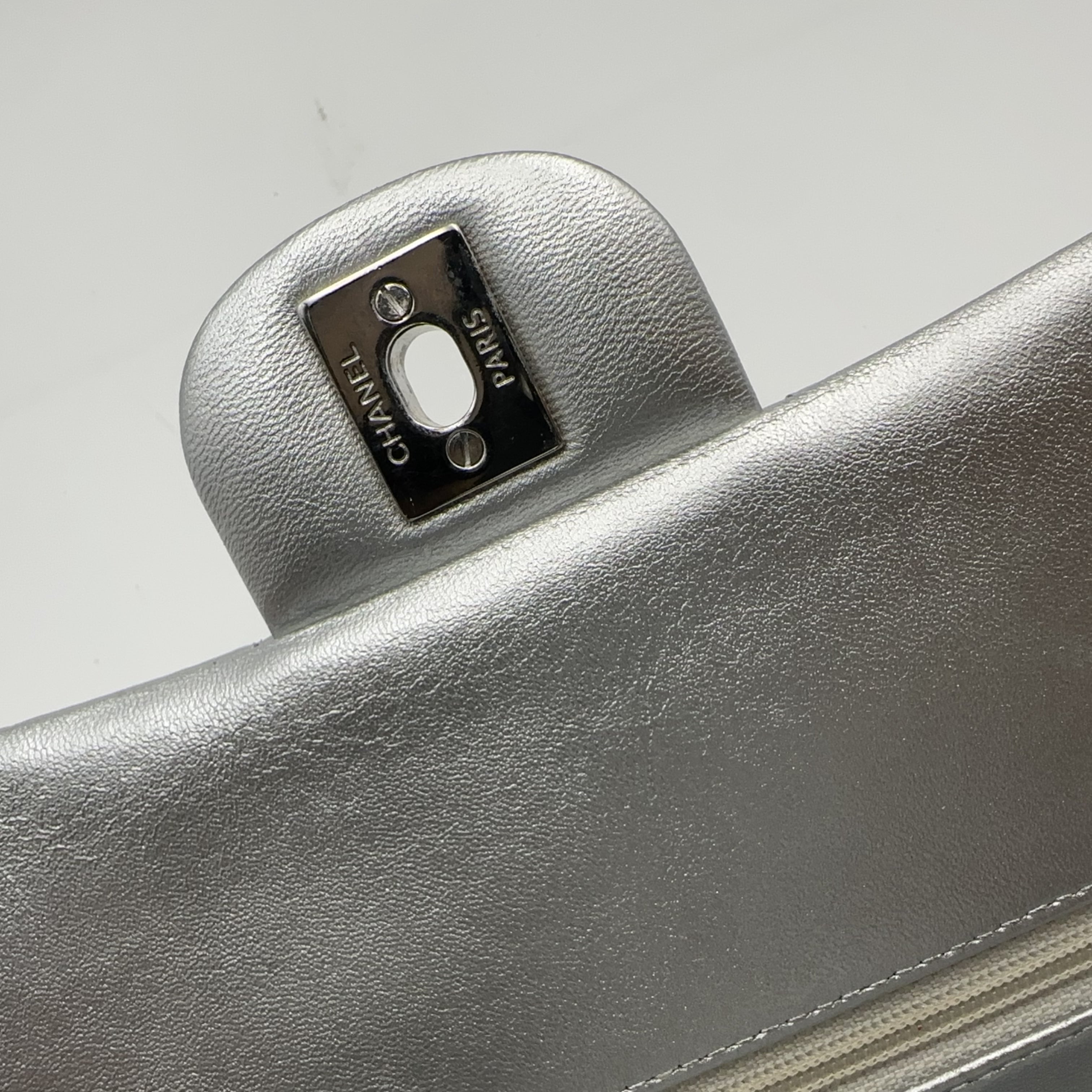 Chanel Silver Medium Double-Hinged CF Chain Bag