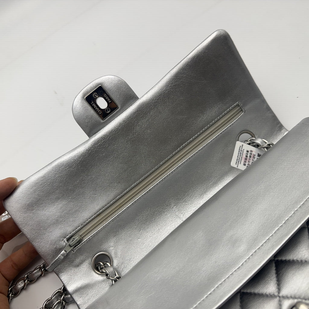 Chanel Silver Medium Double-Hinged CF Chain Bag