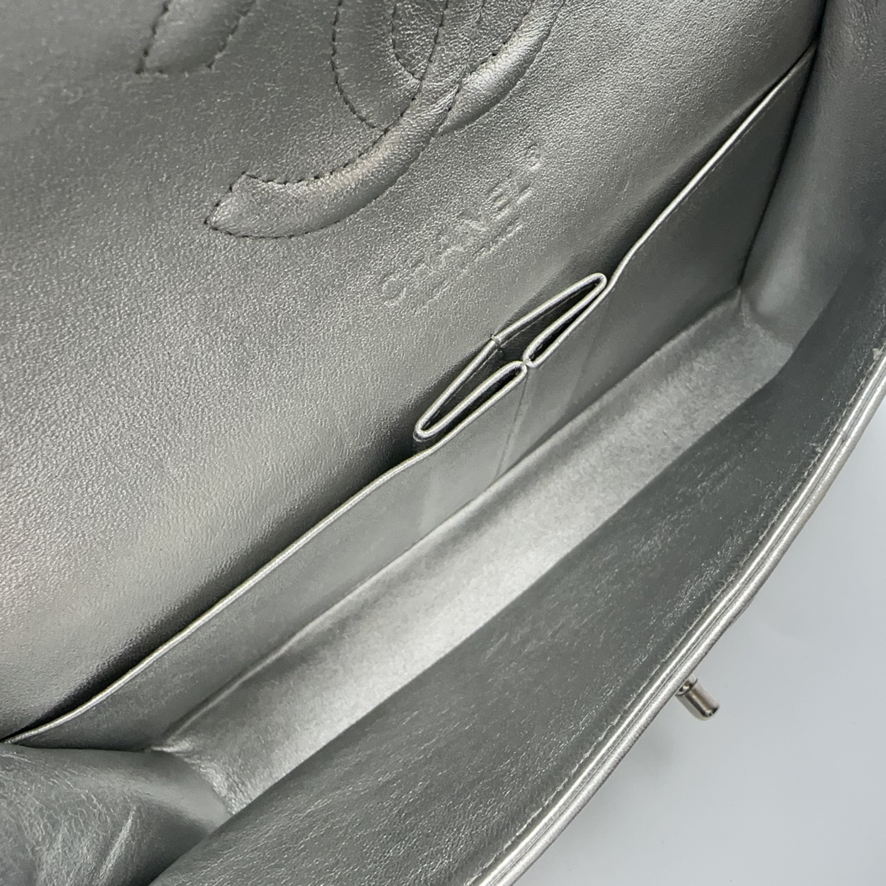 Chanel Silver Medium Double-Hinged CF Chain Bag